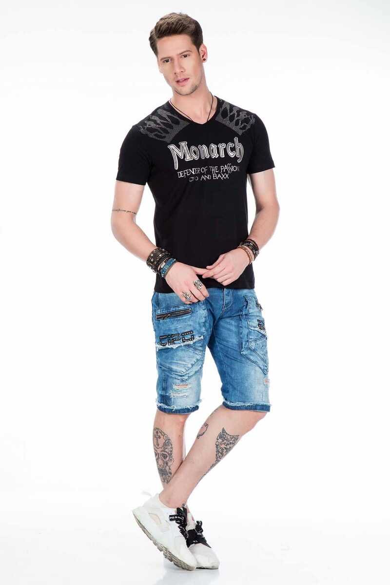 CT377 Taş İşlemeli Varak Baskılı Erkek Tişört