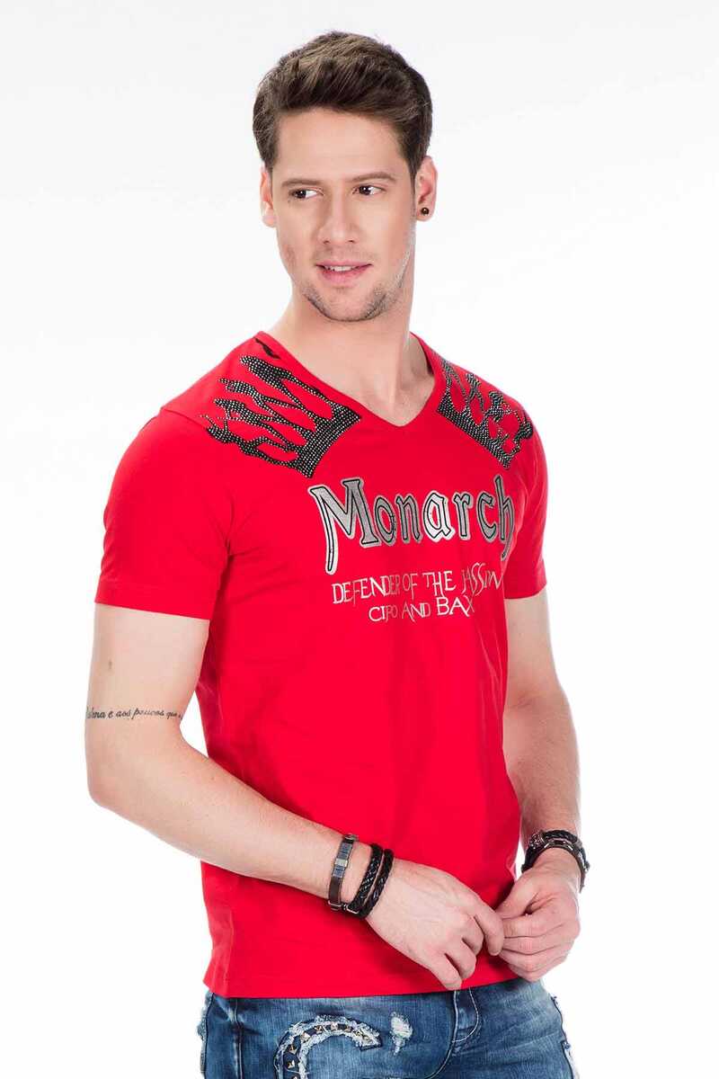 CT377 Taş İşlemeli Varak Baskılı Erkek Tişört