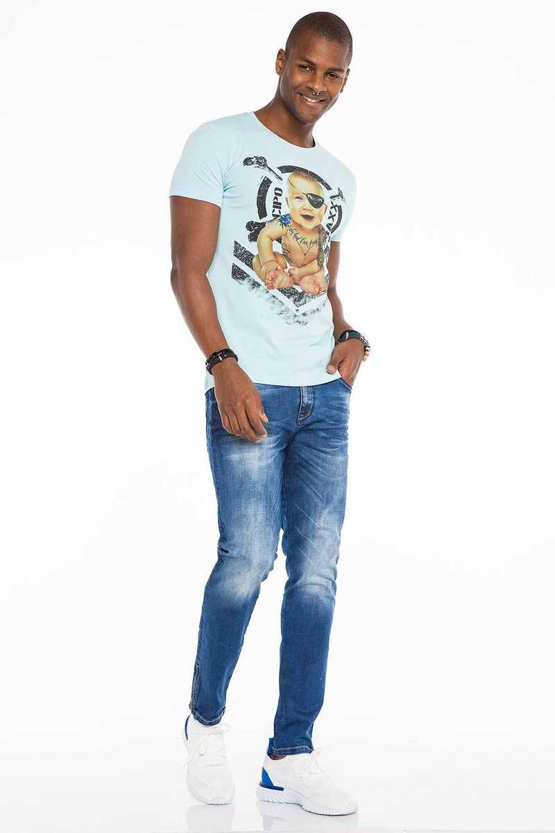 CT485 Dövmeli Korsan Bebek Baskılı Erkek Tişört