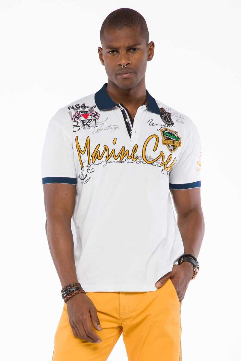 CT509 Polo Yaka Nakışlı Baskılı Erkek Tişört