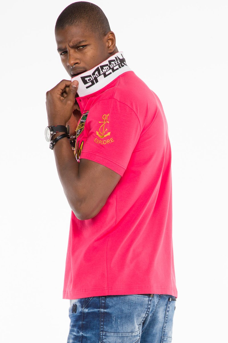 CT509 Polo Yaka Nakışlı Baskılı Erkek Tişört