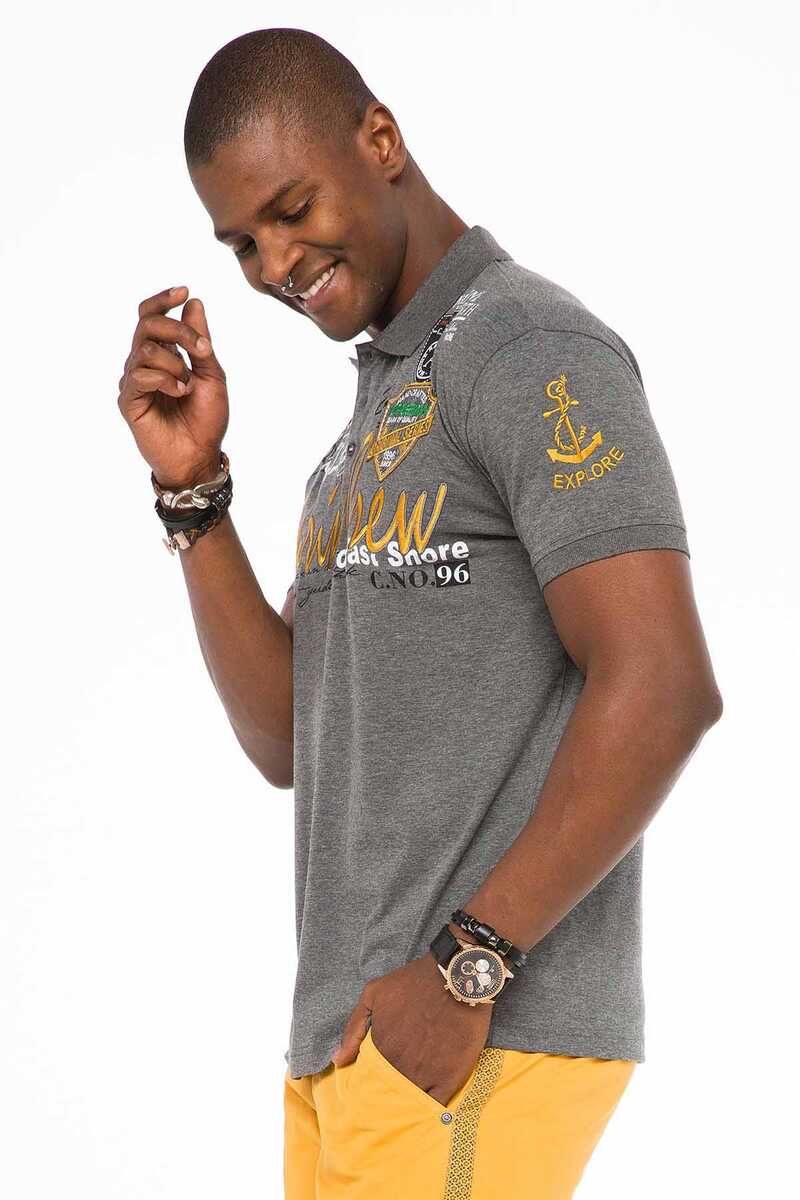 CT509 Polo Yaka Nakışlı Baskılı Erkek Tişört