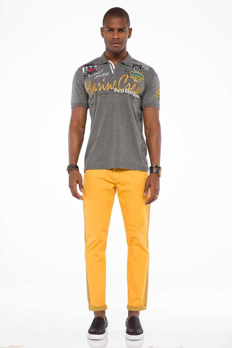 CT509 Polo Yaka Nakışlı Baskılı Erkek Tişört