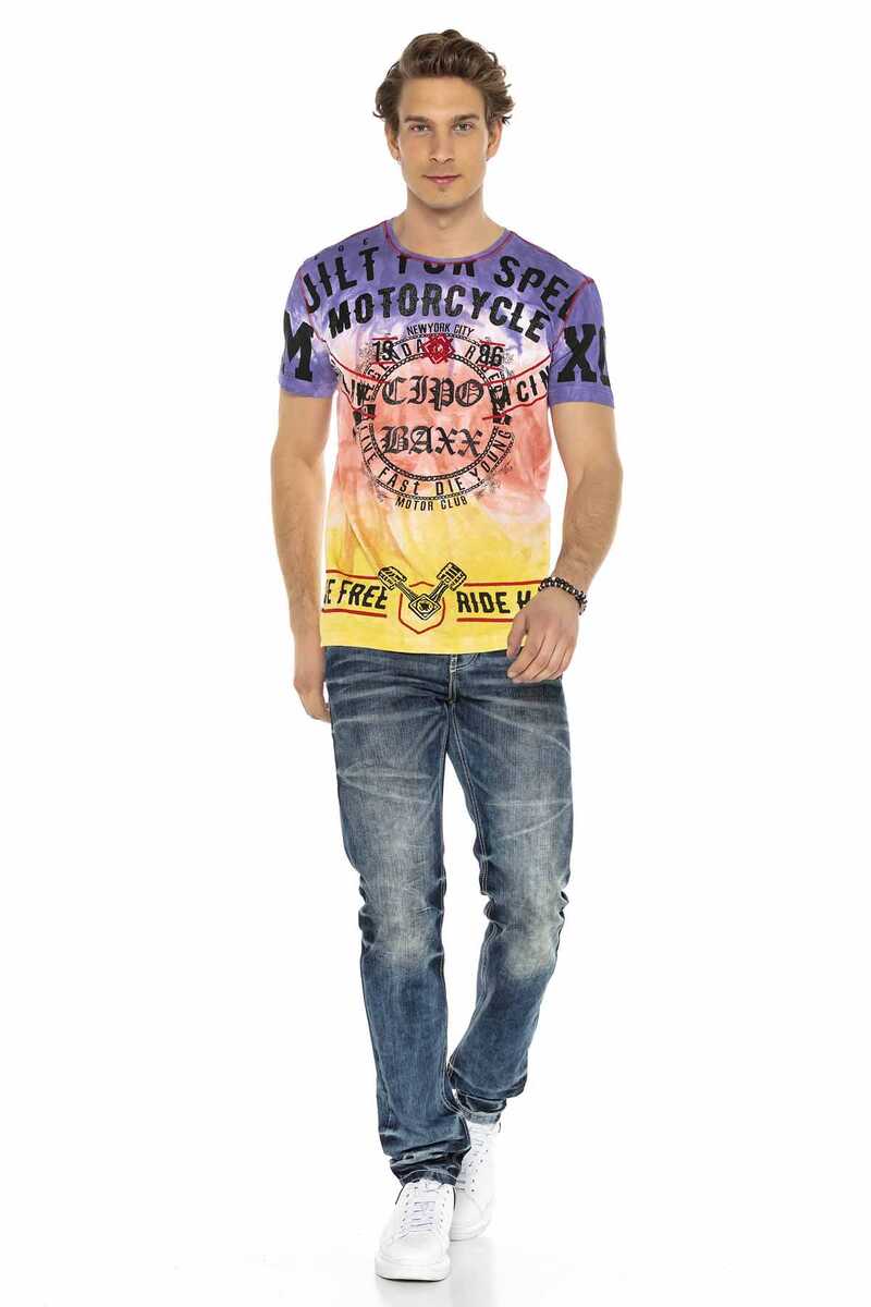 CT580 Taşlı Logo Motor Club Tişört