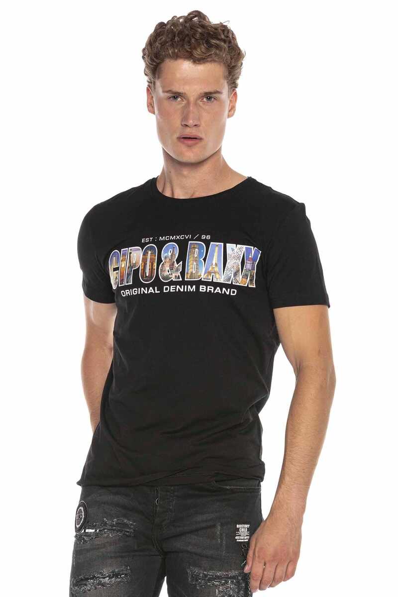 CT600 Baskılı Bisiklet Yaka Slim Fit Tişört