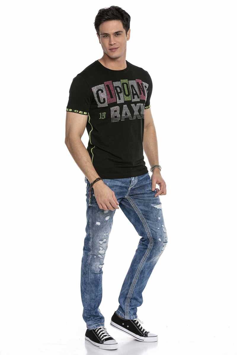 CT636 Neon Renkli Taşlı Tişört