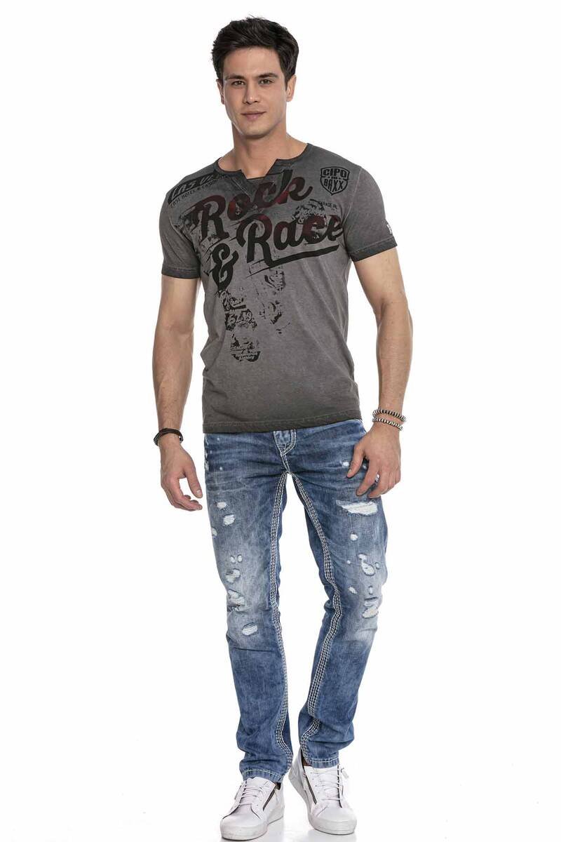 CT646 Rock Disiplin Erkek V Yaka Tişört