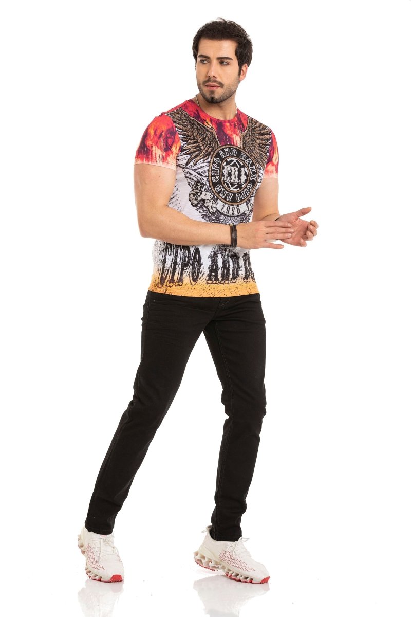 CT665 Taşlı Desenli Baskılı Tişört