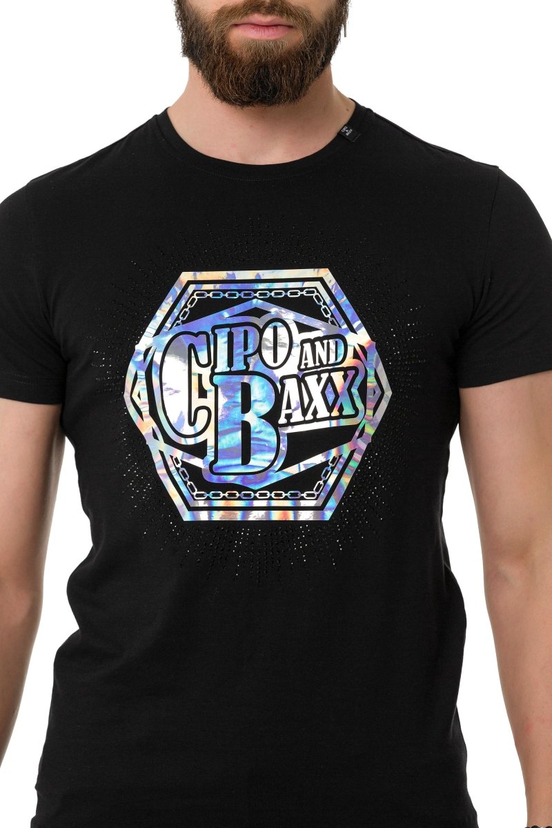 CT720 Taşlı Folyo Baskılı Tişört