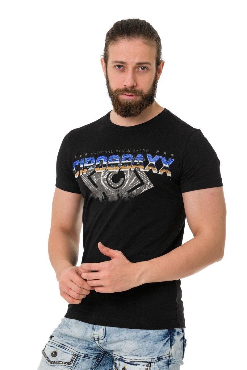 CT721 Renkli Taşlı Basic Tişört