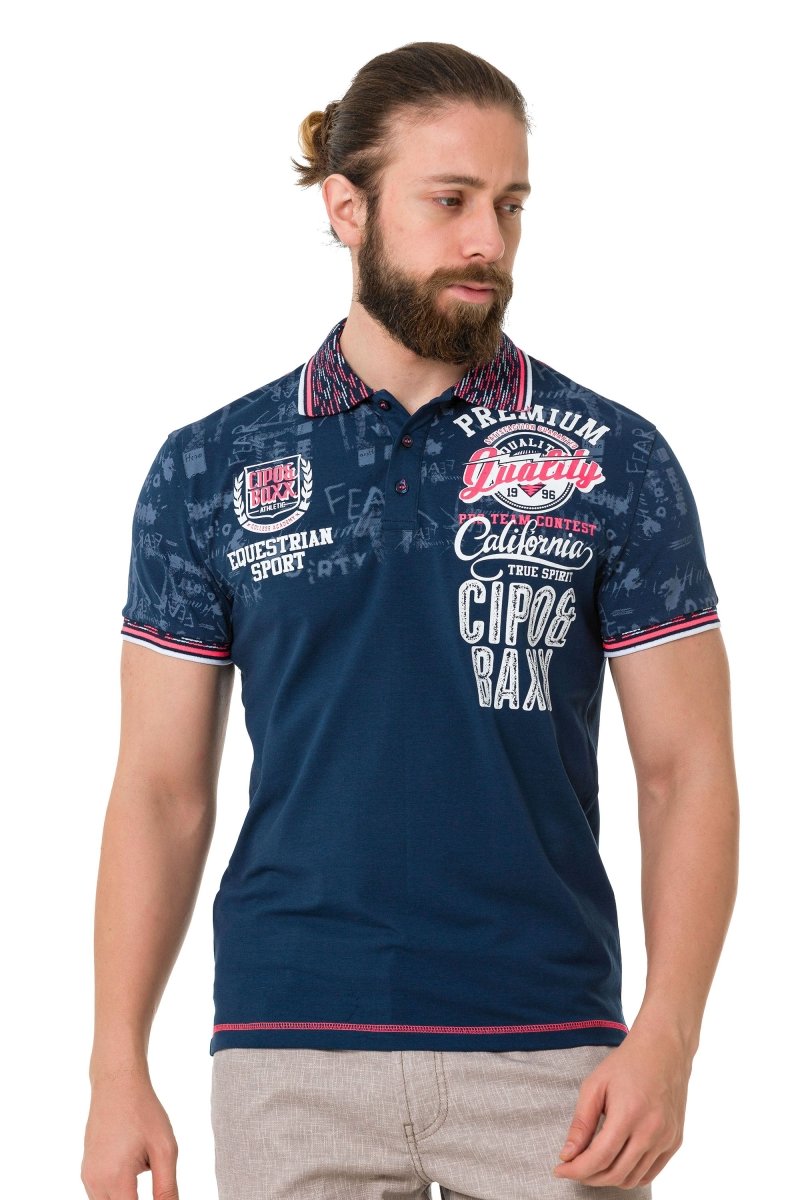 CT738 Desenli Polo Yaka Tişört