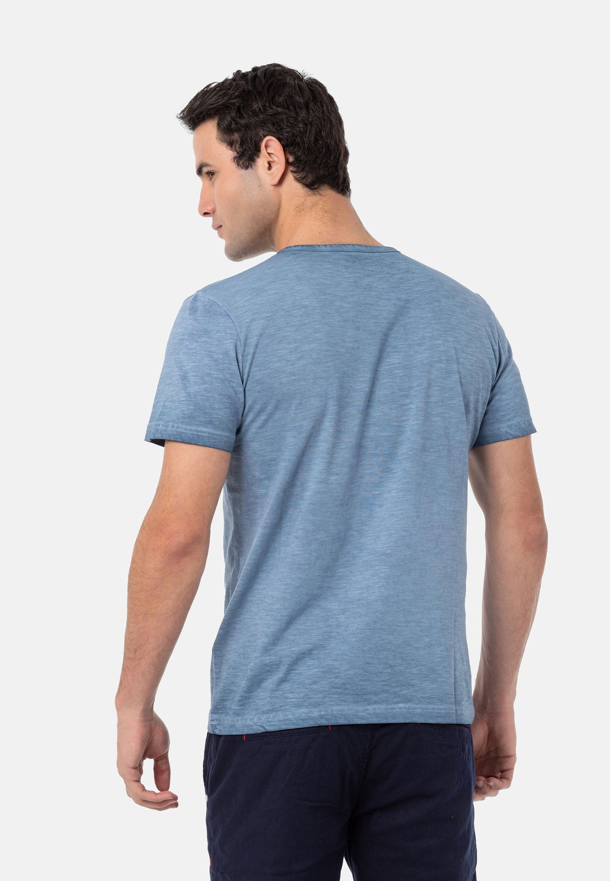CT761 Washed Buttoned Basic Tee with Rugged Charm