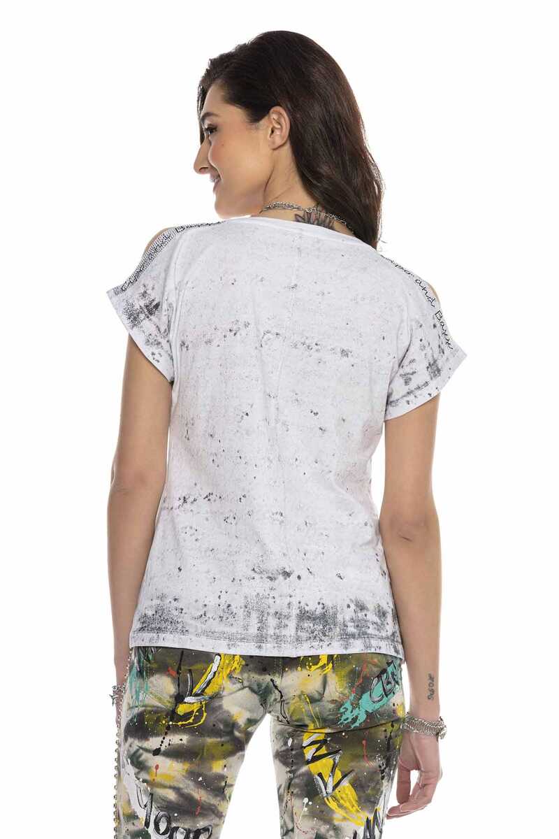 WT310 Taşlı Omuz Detaylı Tişört