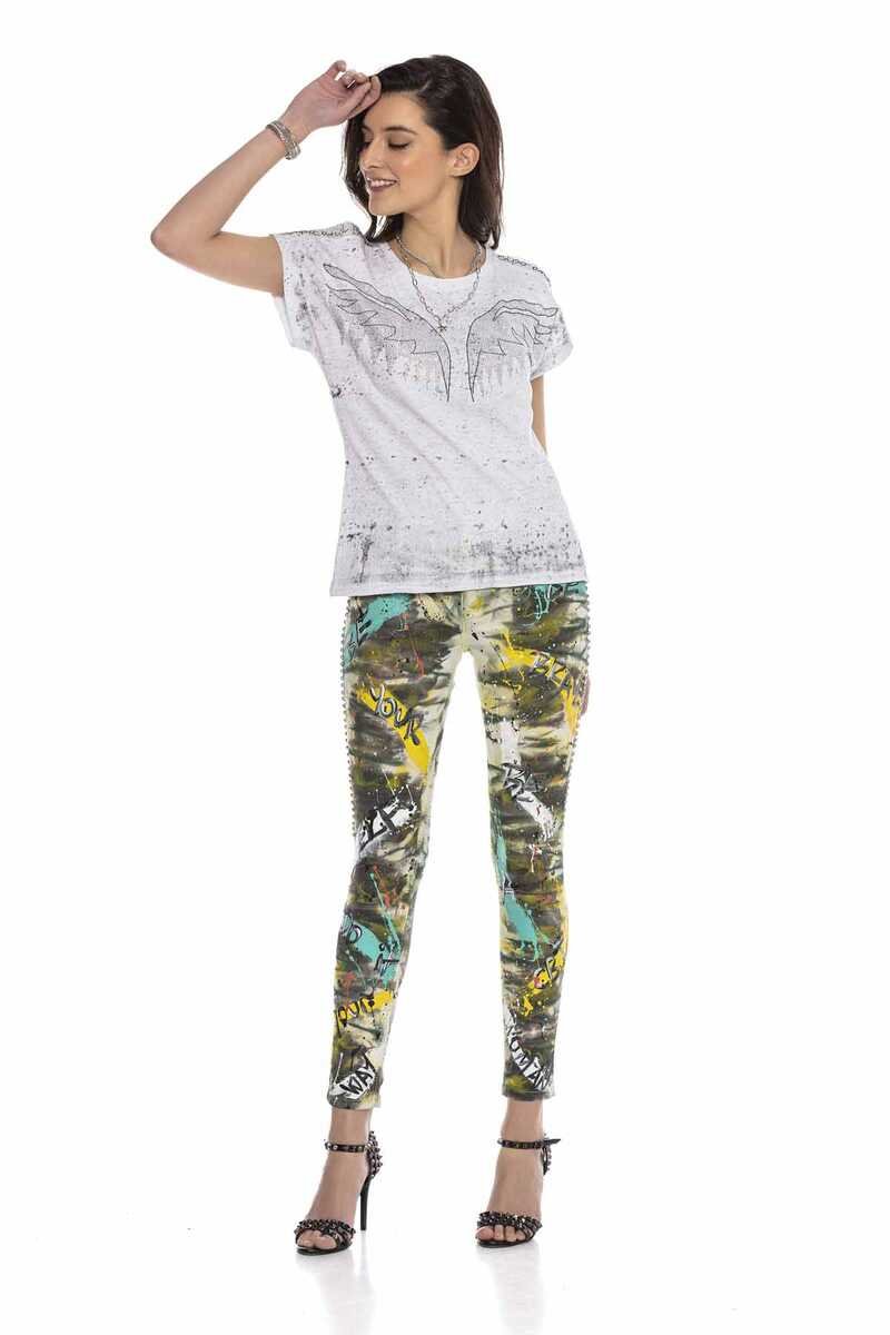 WT310 Taşlı Omuz Detaylı Tişört