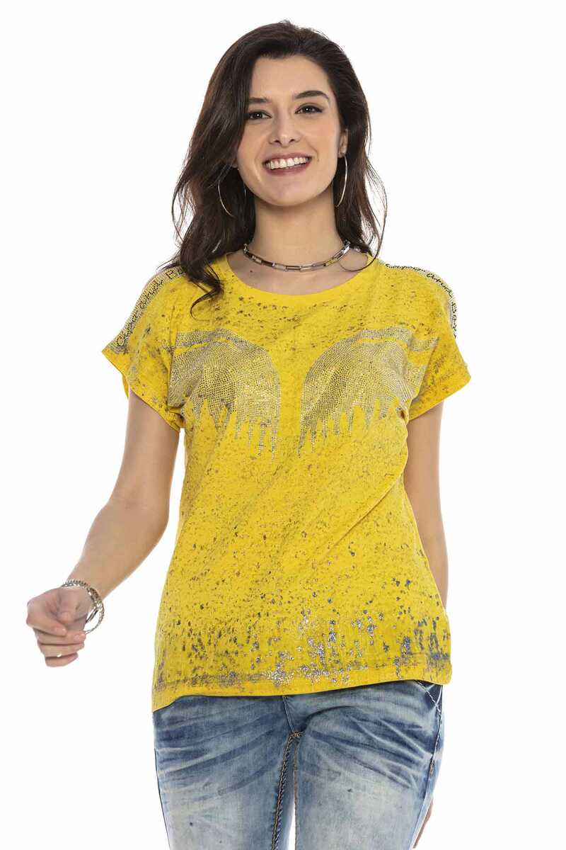 WT310 Taşlı Omuz Detaylı Tişört