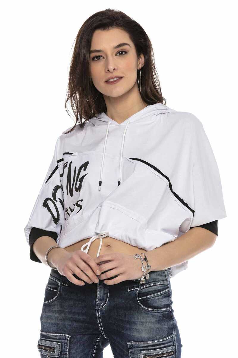 WT313 Kapşonlu Kısa Rahat Sweatshirt