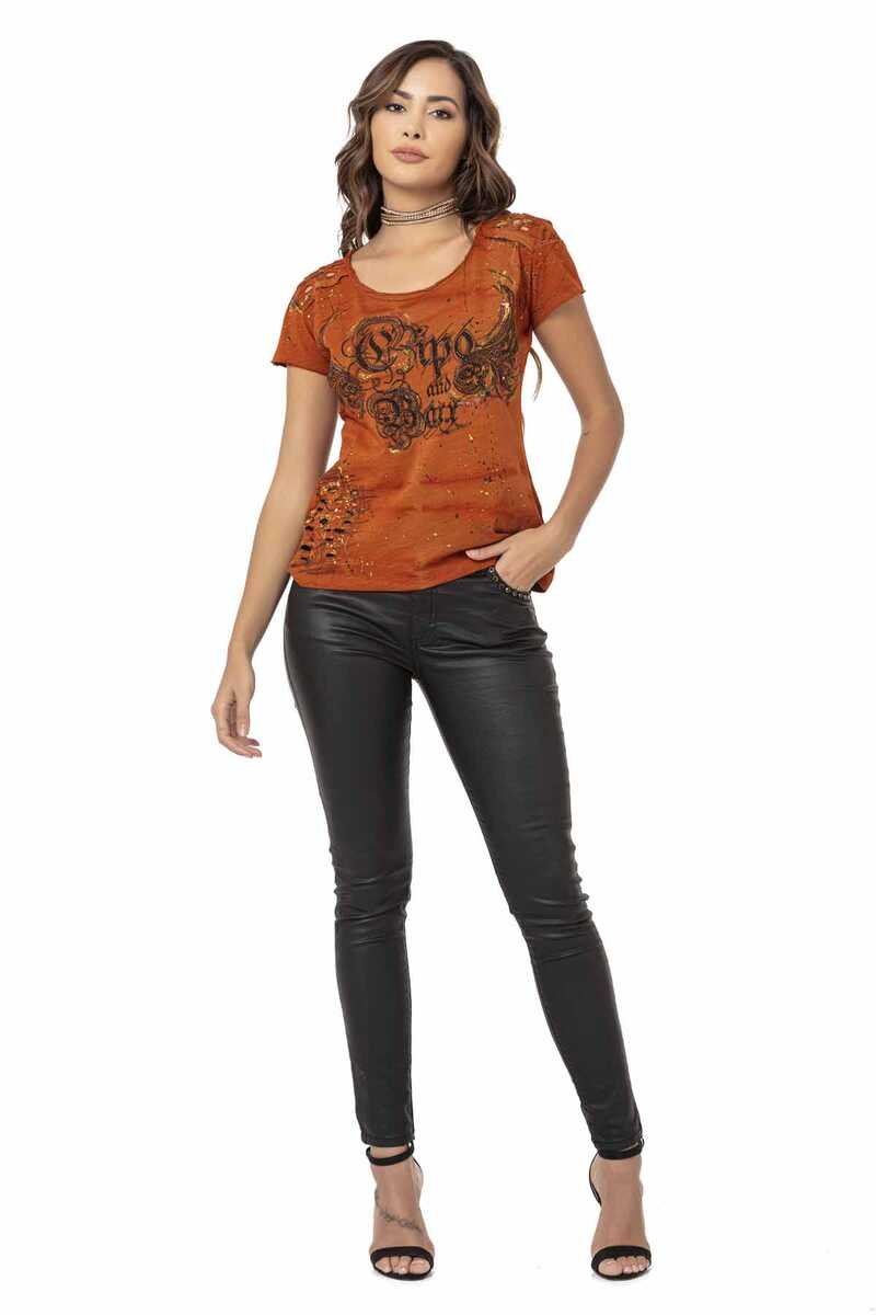 WT324 Yırtık Detaylı Kadın Tişört