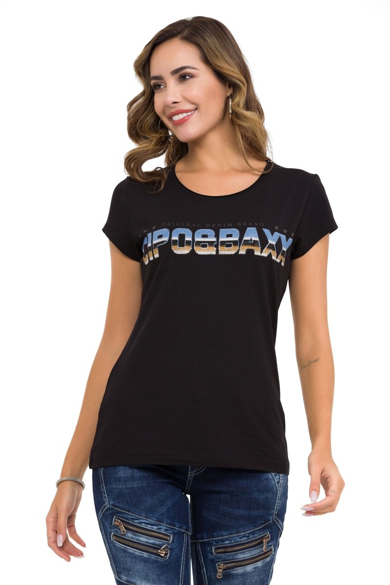 WT366 Futurist Taşlı Kadın Tişört