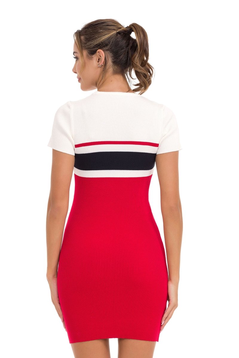 WP257 Çizgili Triko Mini Elbise