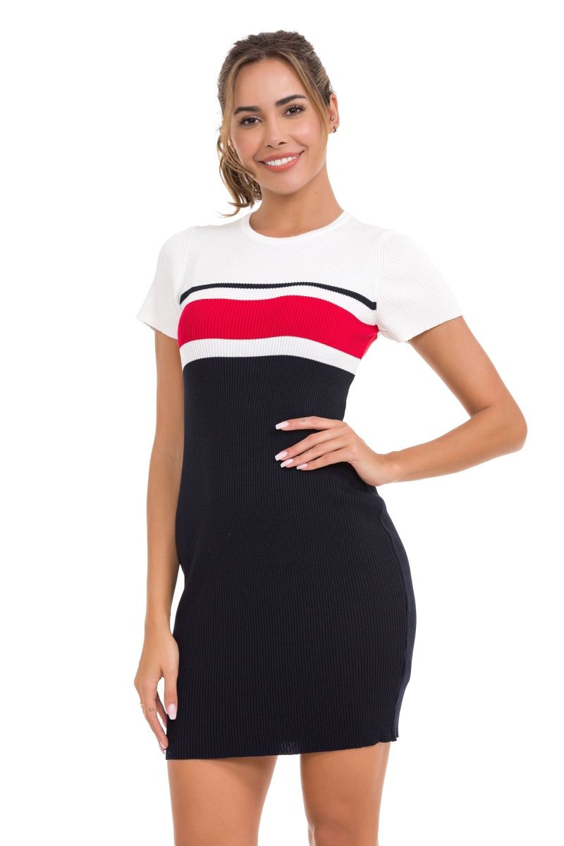 WP257 Çizgili Triko Mini Elbise