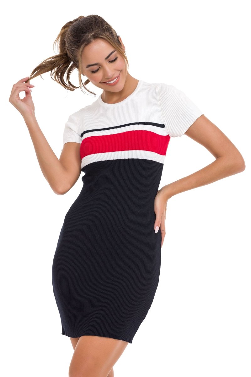 WP257 Çizgili Triko Mini Elbise