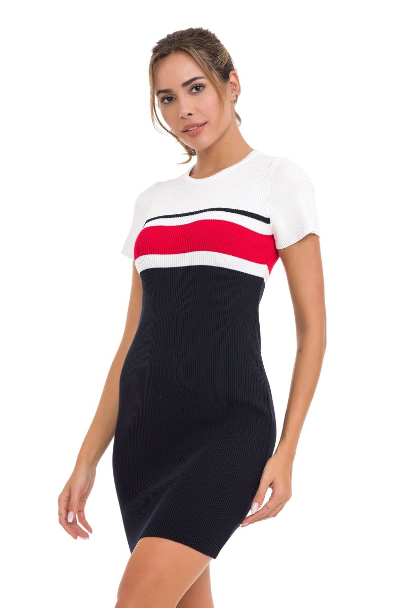 WP257 Çizgili Triko Mini Elbise