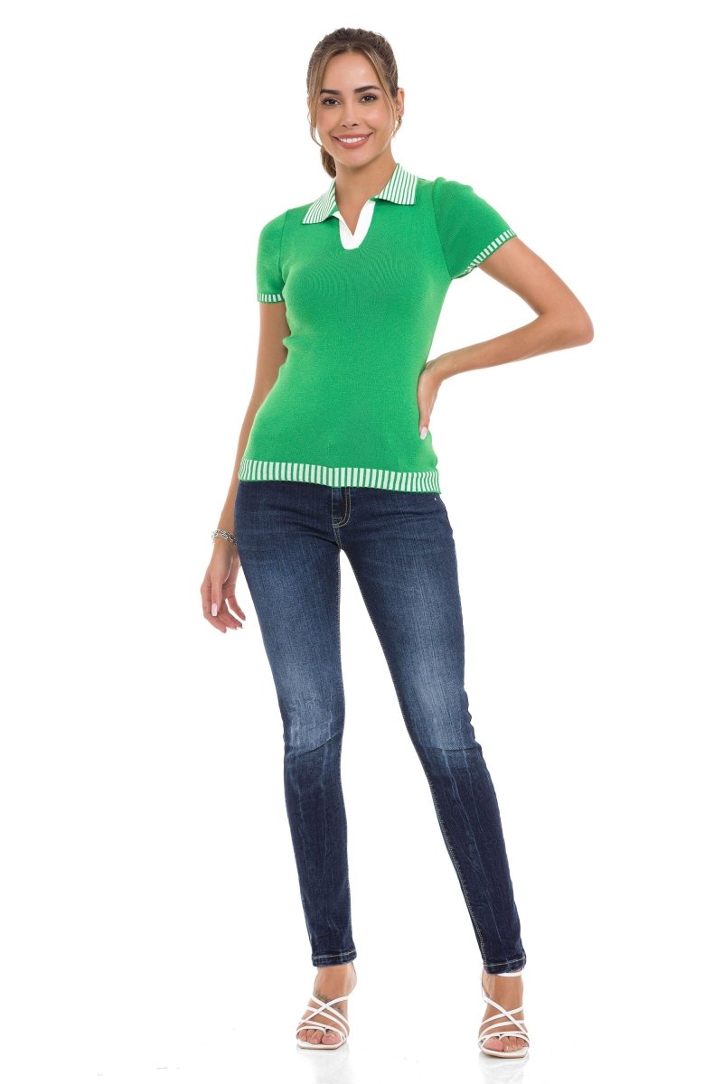 WT354 Polo Yaka Triko Kadın Tişört