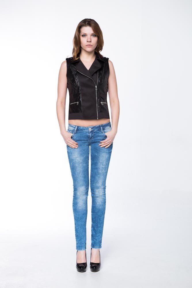 WW101 Yandan Fermuarlı Kadın Kolsuz Yelek