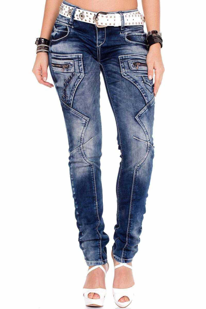 WD200B Kadın Dekoratif Dikişli Slim Fit Jean Pantolon