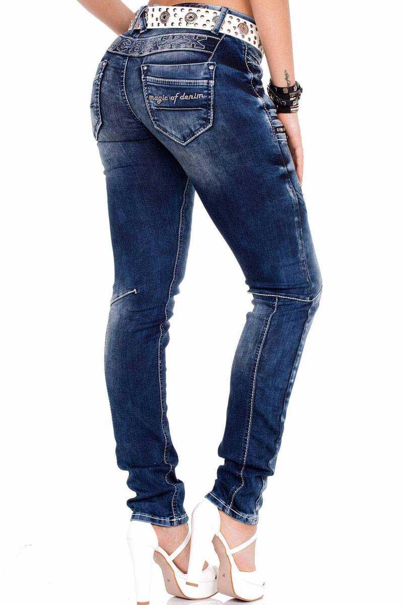 WD200B Kadın Dekoratif Dikişli Slim Fit Jean Pantolon