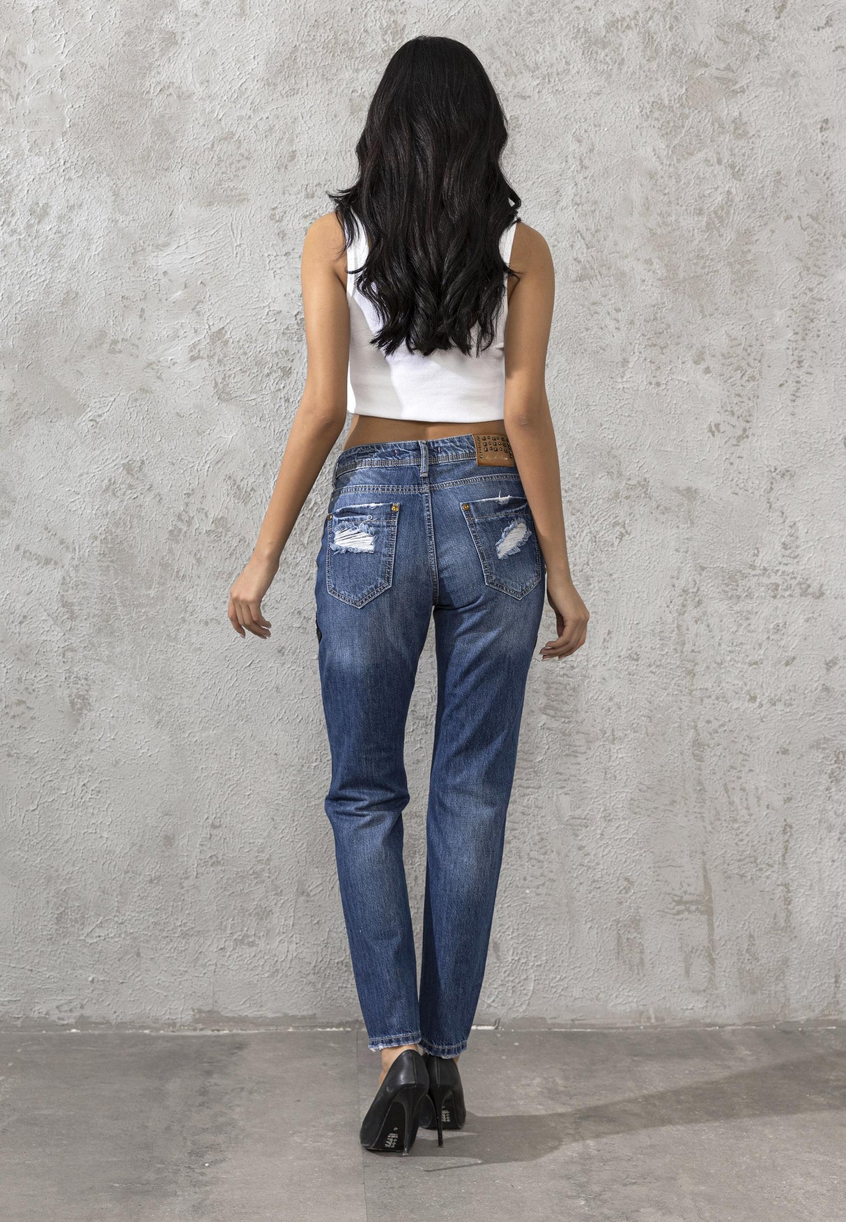 WD298 Boy Friend Eğlence Süslemeli Kadın Jean Pantolon