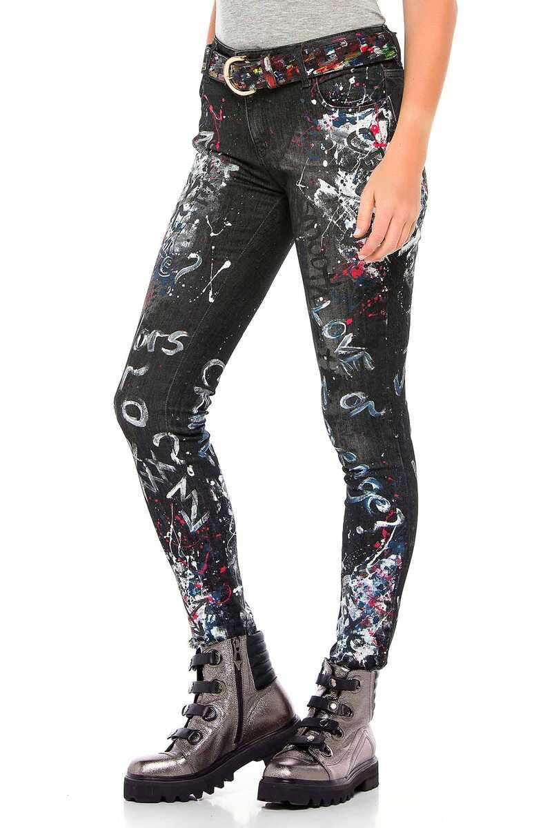 WD389 Kadın El Boyama Jean