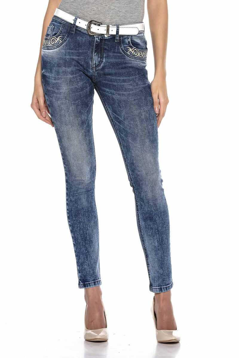 WD403 Kadın Bel İşlemeli Jean