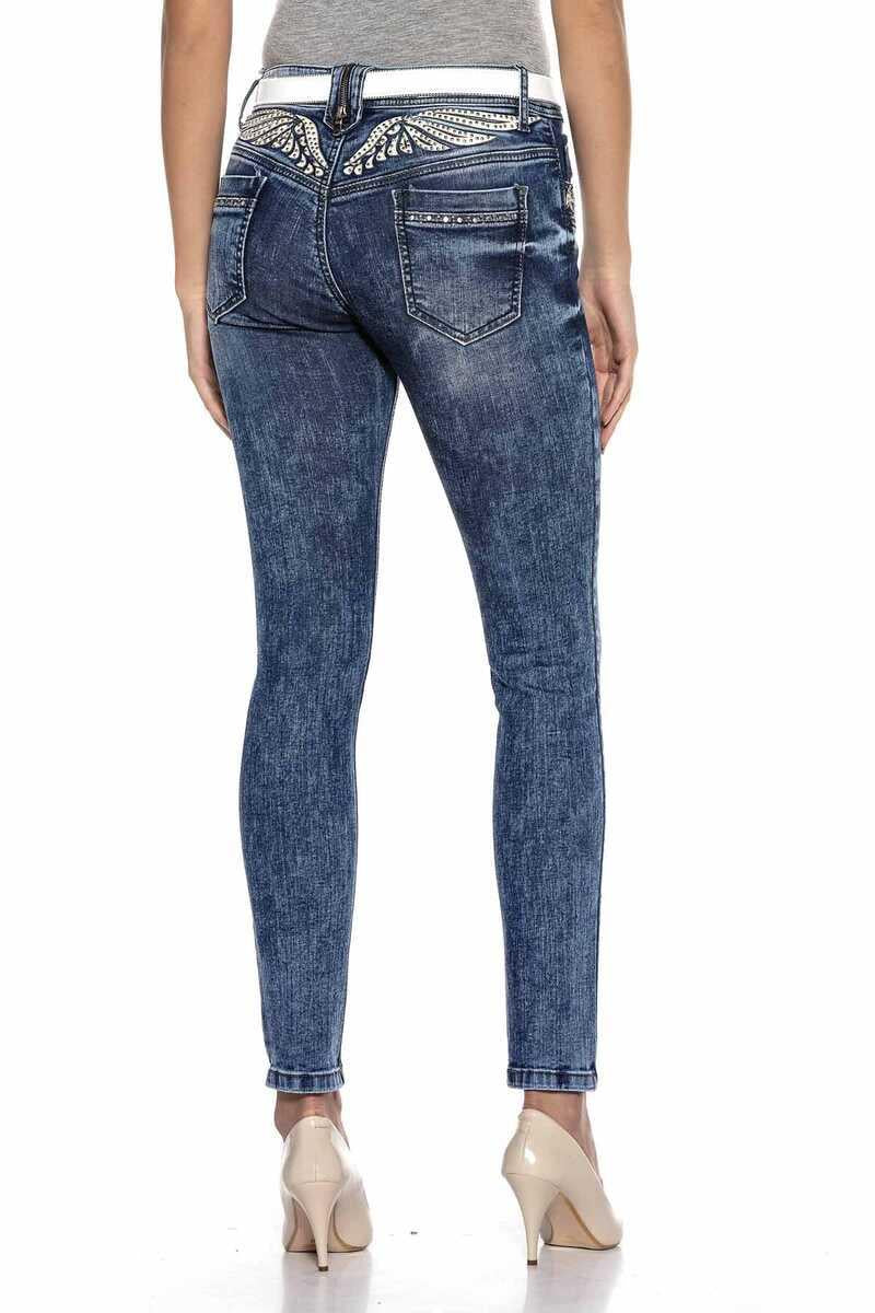WD403 Kadın Bel İşlemeli Jean