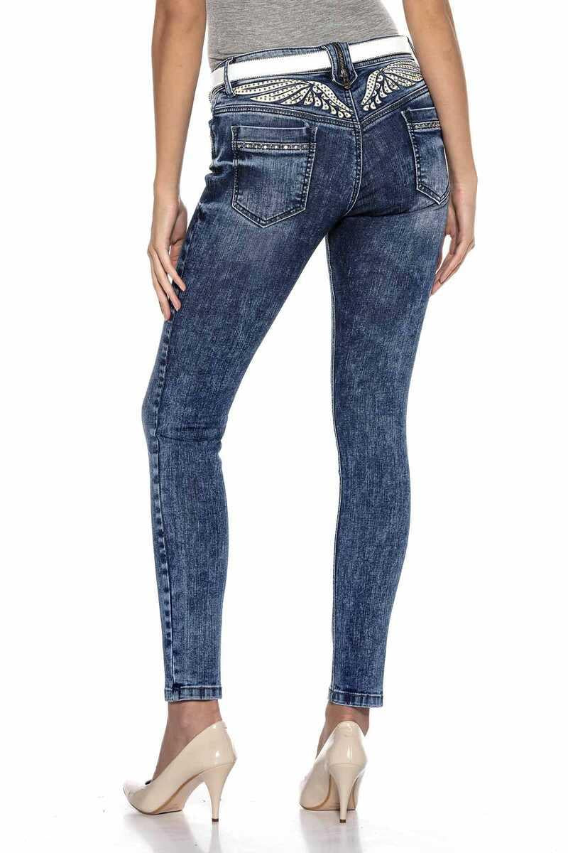 WD403 Kadın Bel İşlemeli Jean