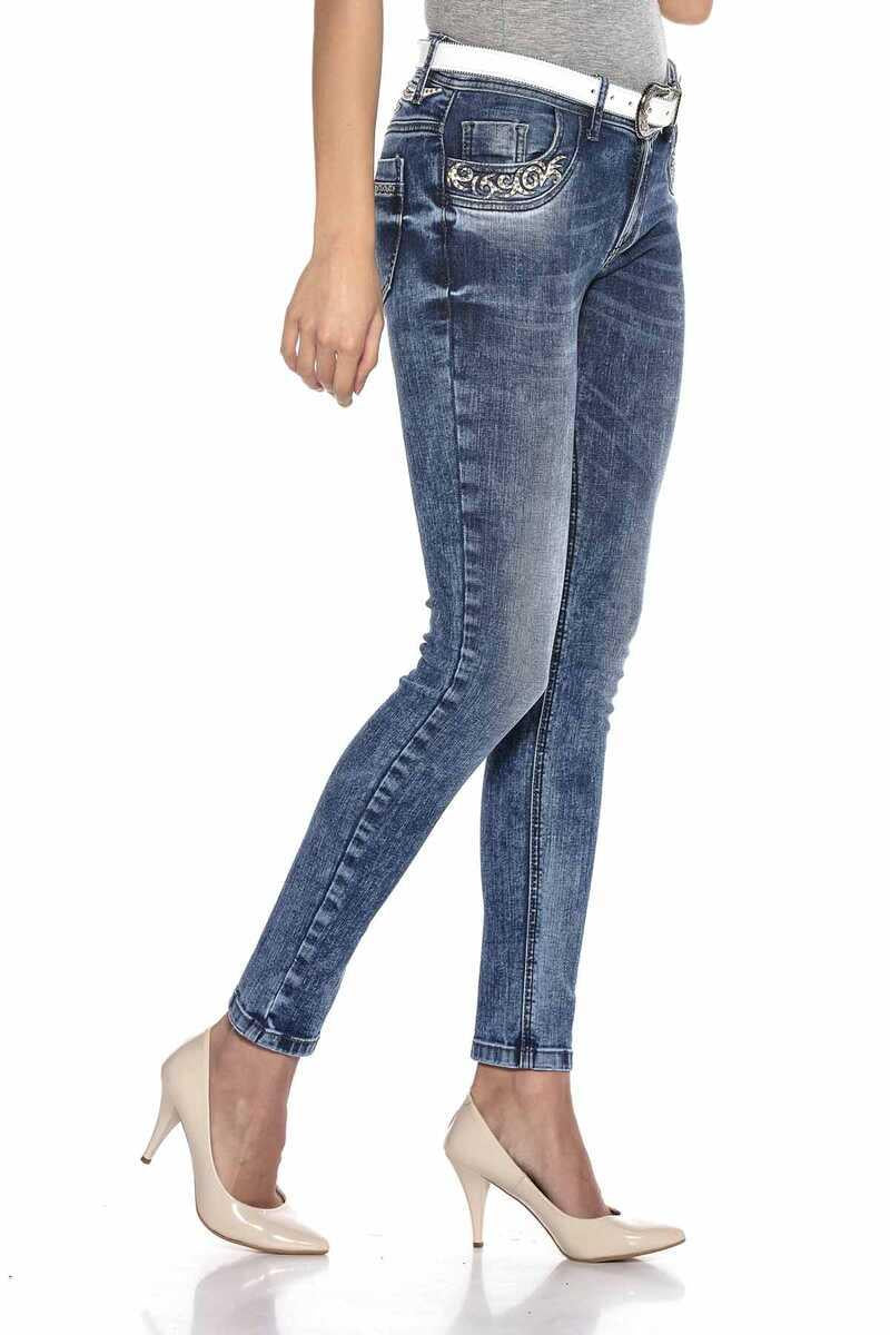 WD403 Kadın Bel İşlemeli Jean
