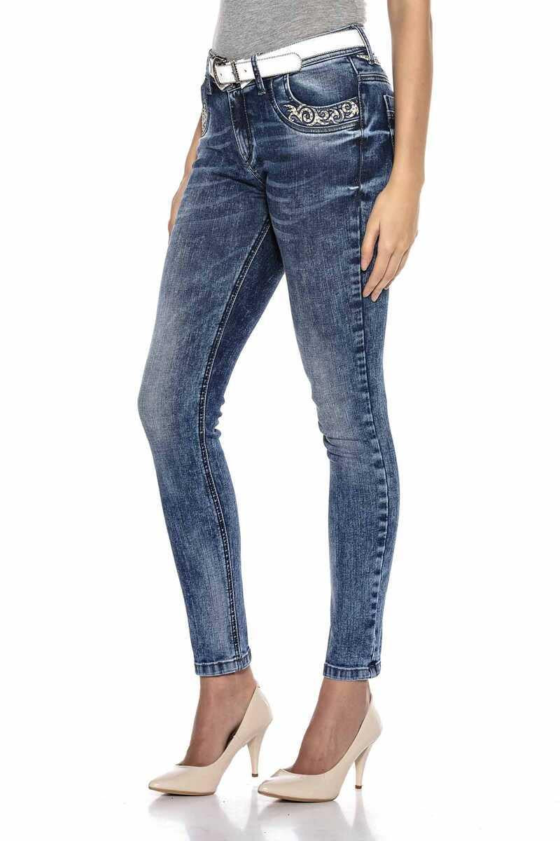 WD403 Kadın Bel İşlemeli Jean