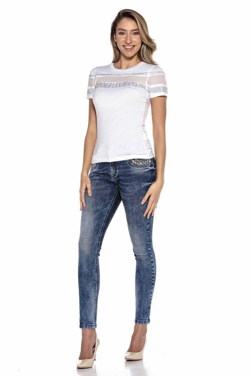 WD403 Kadın Bel İşlemeli Jean