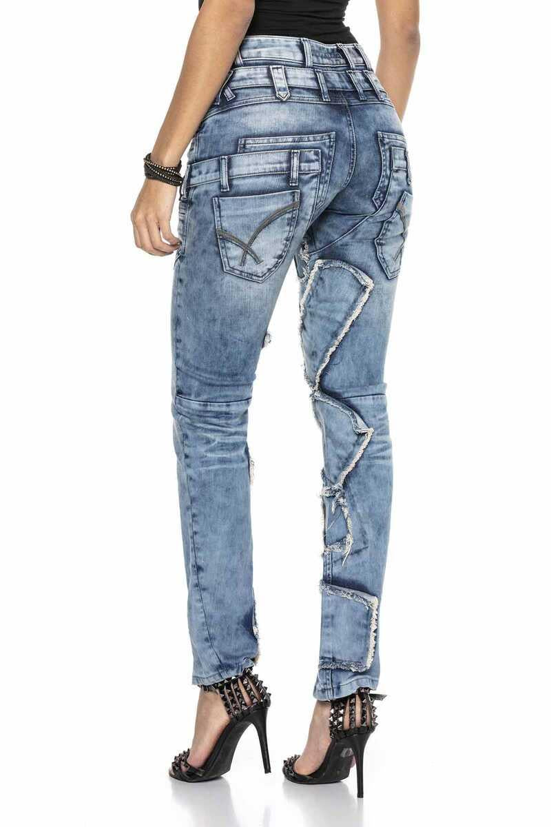 WD411 Kadın Mavi Yamalı Jean Pantolon