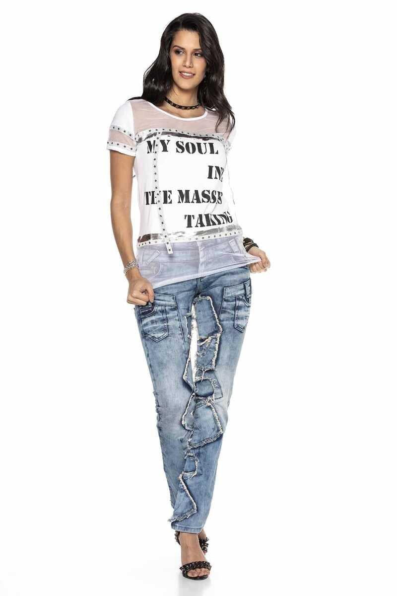 WD411 Kadın Mavi Yamalı Jean Pantolon