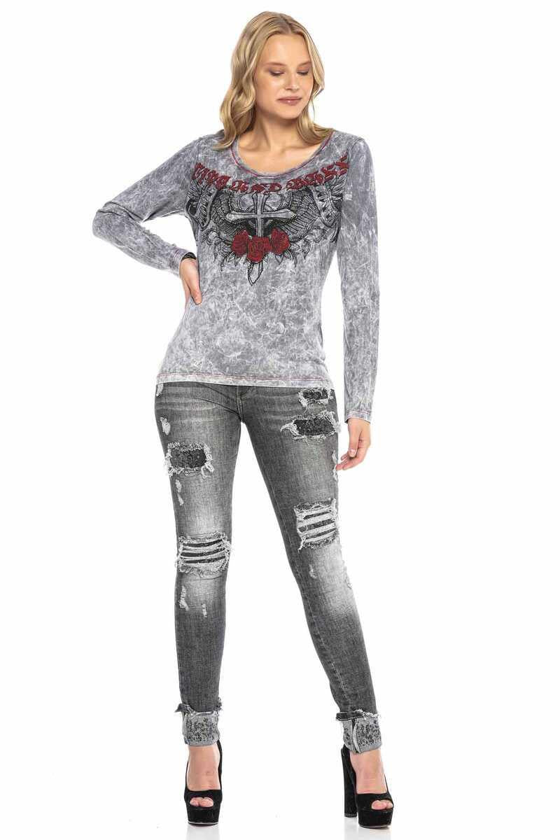 WD420 Kadın Antrasit Yırtık Jean