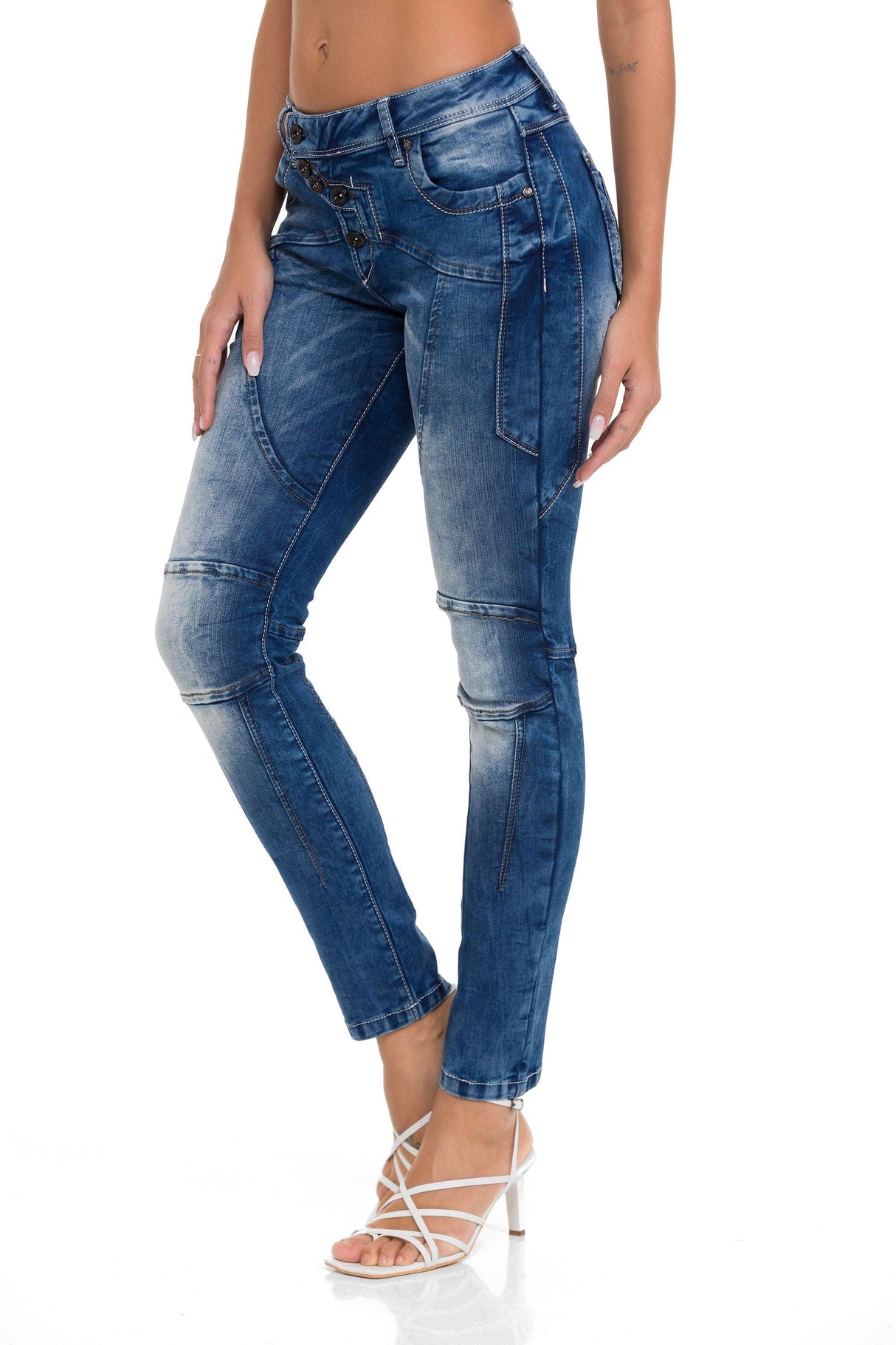 WD502 Parçalı Dikiş Kadın Kot Pantolon