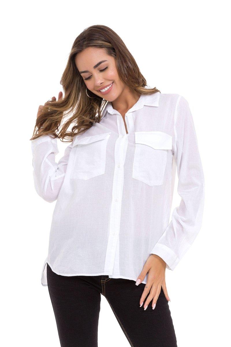 WH123 Keten Kadın Gömlek