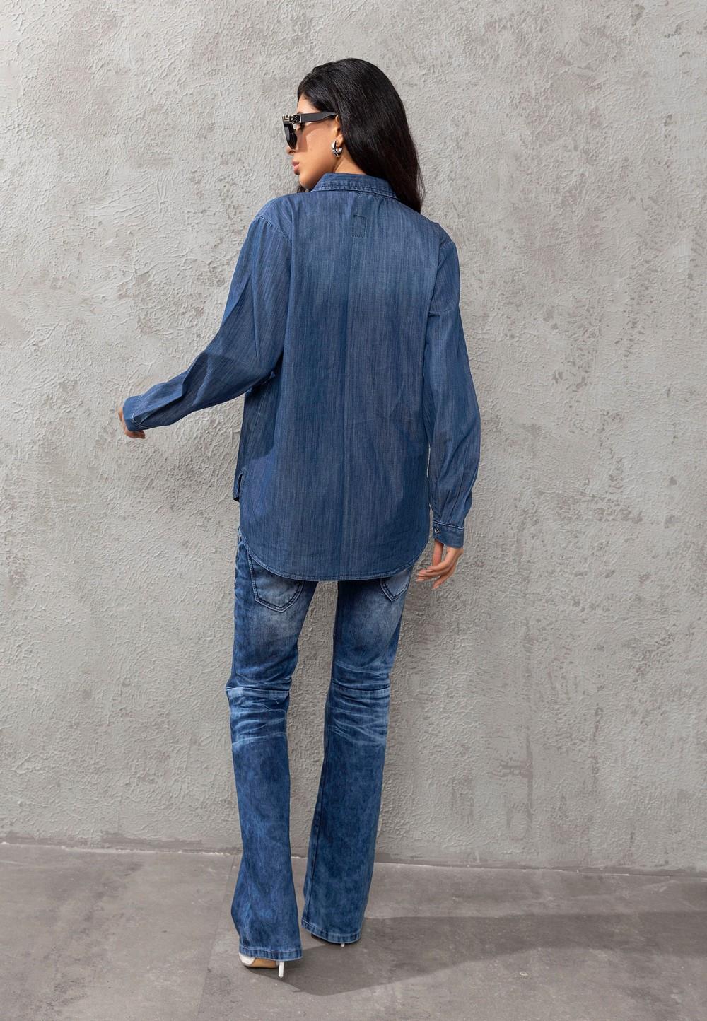 WH134 Basic Kadın Mavi Gömlek