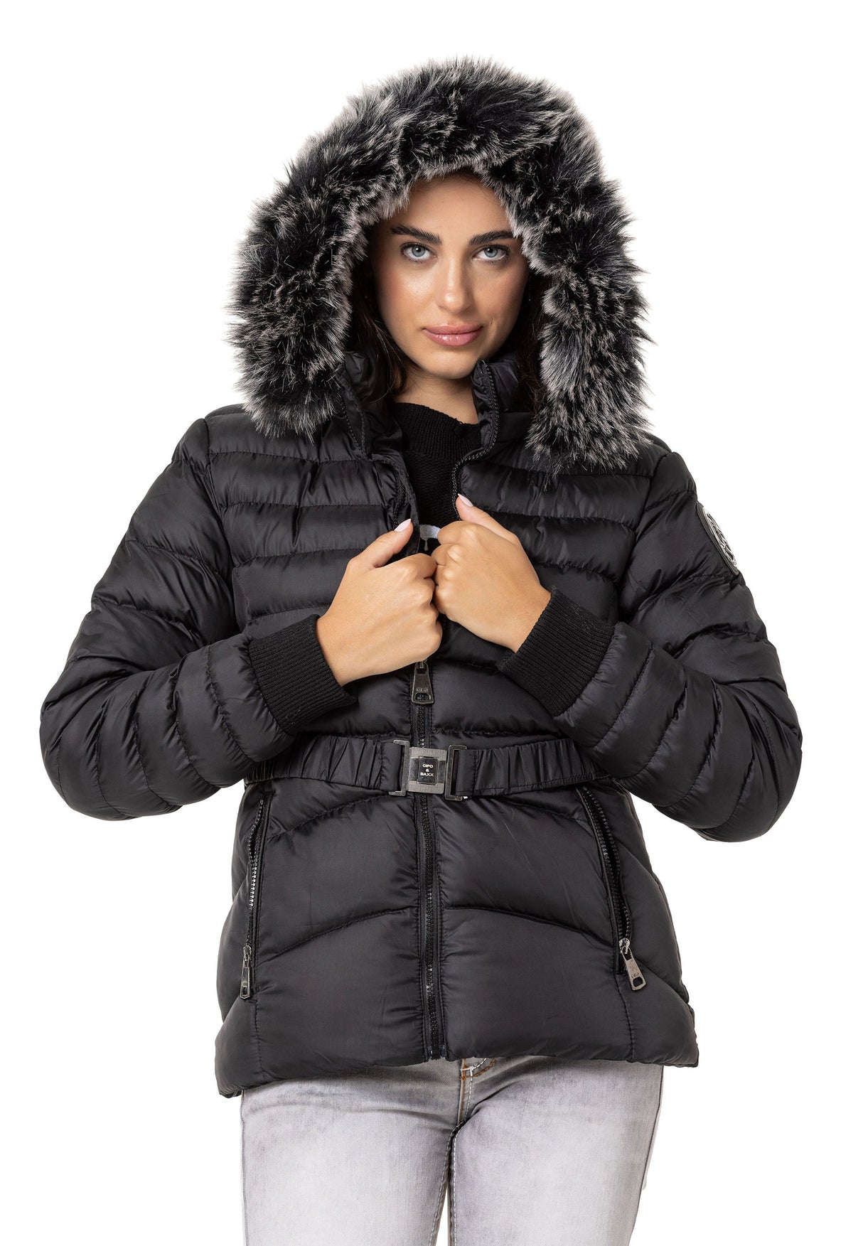 WM132 Kürklü Mor Kadın Şişme Mont