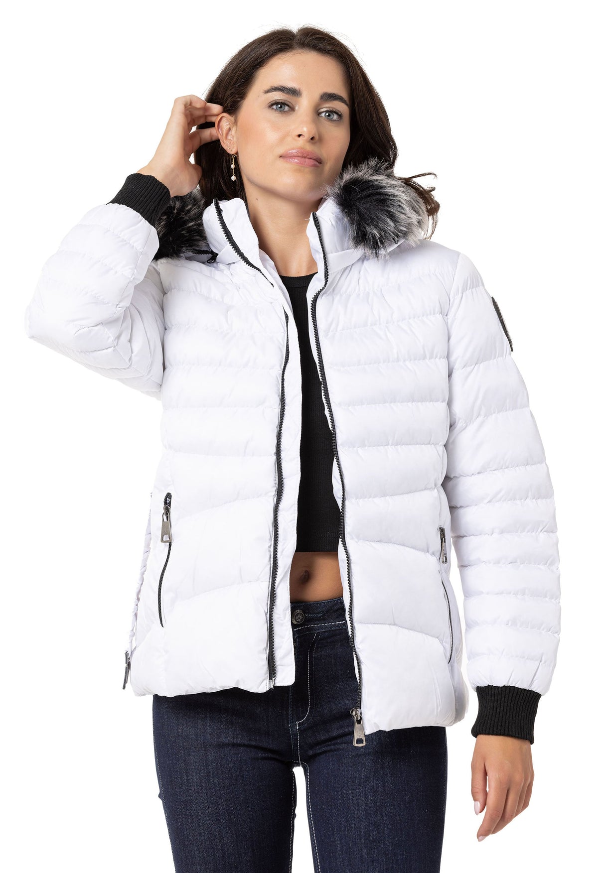 WM132 Kürklü Mor Kadın Şişme Mont