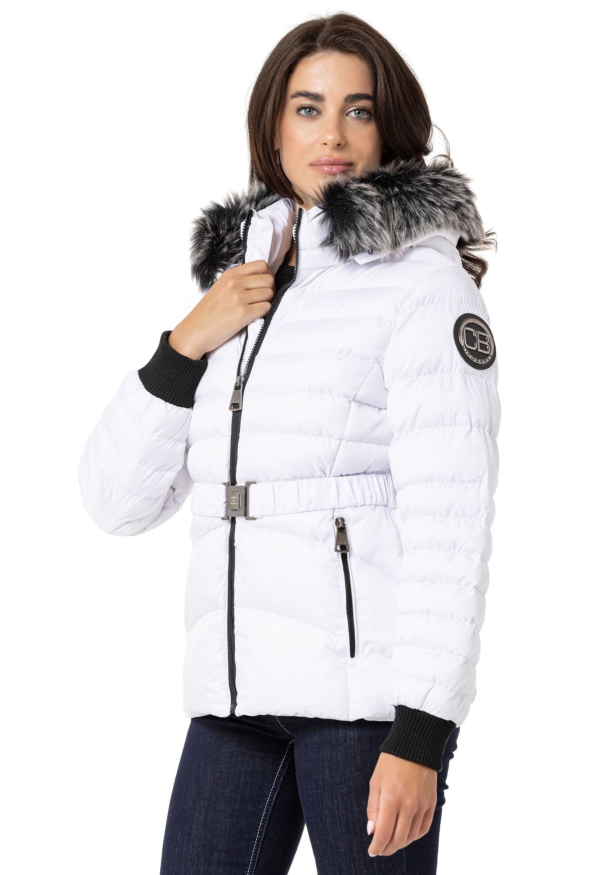 WM132 Kürklü Mor Kadın Şişme Mont