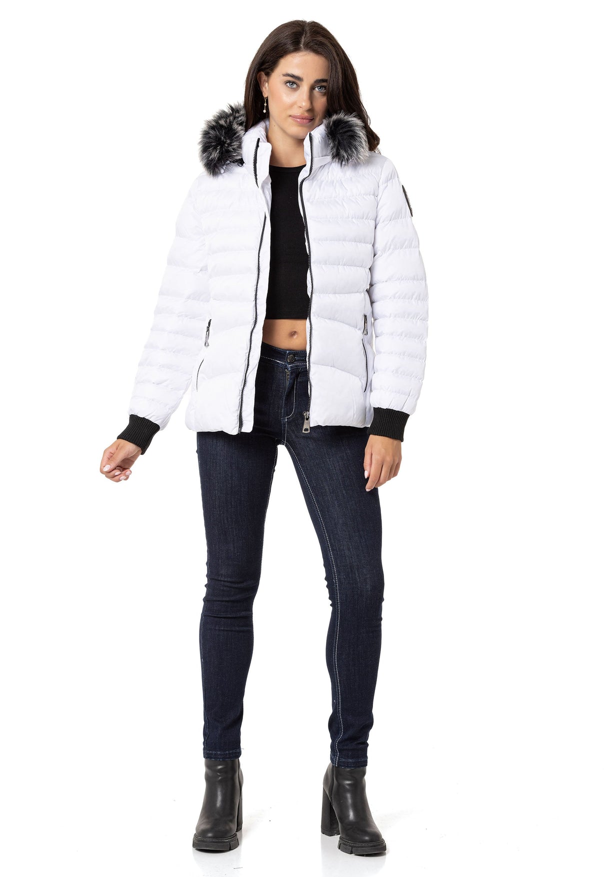 WM132 Kürklü Mor Kadın Şişme Mont