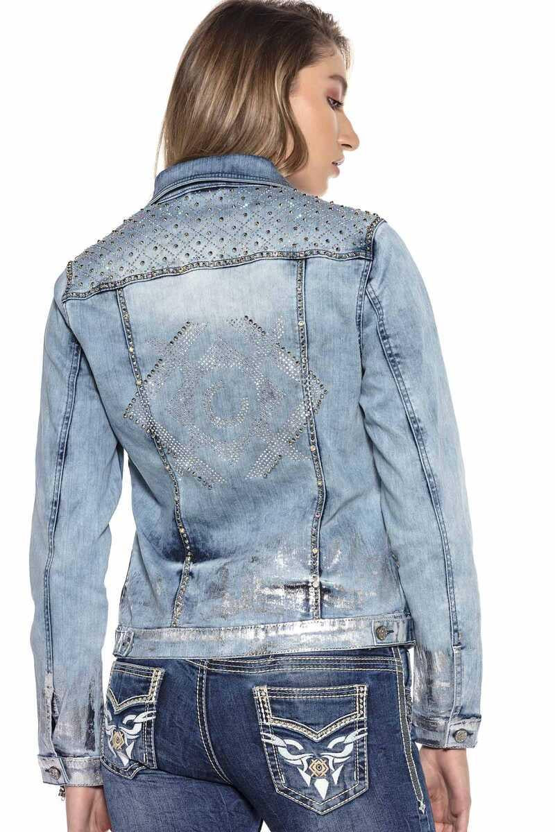 WJ174 Kadın Taş İşlemeli Kot Ceket