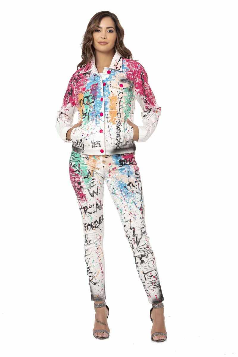 WJ196 Renkli Desen Kadın Ceket